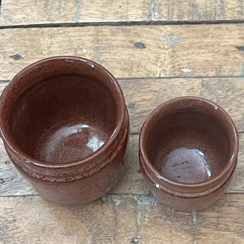 Vintage Stoneware Jars Set of 2 3.5